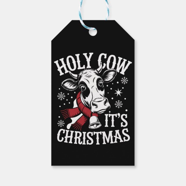 Étiquettes-cadeau Saint Vache C'est Noël Funny Cow Lover Farm (Dos)