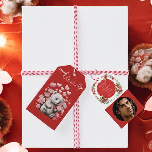 Étiquettes-cadeau Saint-Valentin avec ours en peluche riche