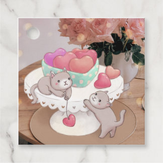Étiquettes Cadeau Saint-Valentin : Chats, Coeurs Coeurs Cookies & Fl