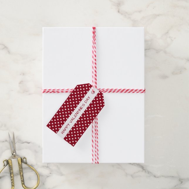 Étiquettes-cadeau Saint Valentin Coeur rouge et blanc Personnalisé (Avec de la ficelle)