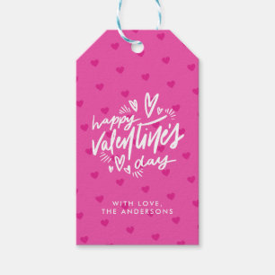 Étiquettes-cadeau Saint Valentin Coeurs roses chauds