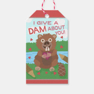 Étiquettes-cadeau Saint Valentin Cute Beaver Donner un jeu de barrag