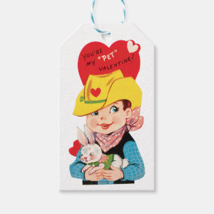 Étiquettes-cadeau Saint Valentin garçon avec Coeur de lapin