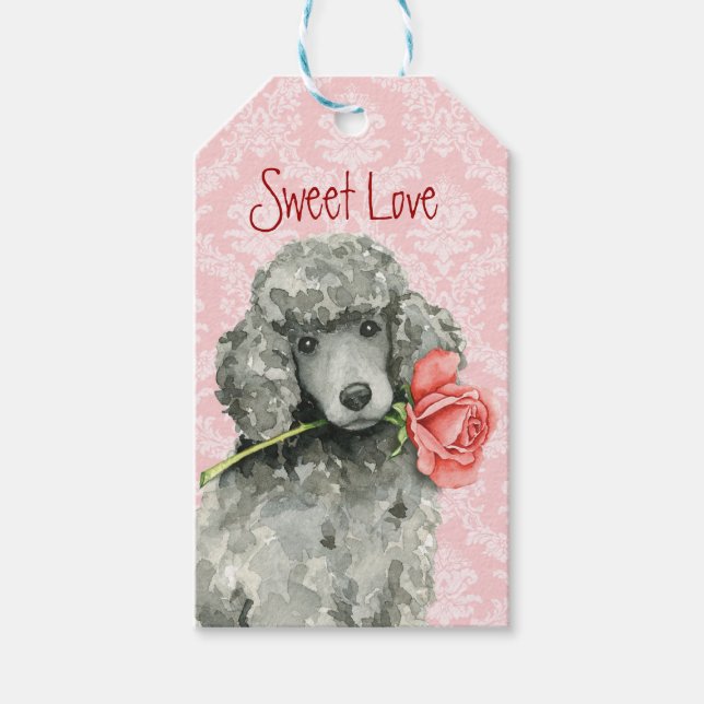 Étiquettes-cadeau Saint Valentin Rose Standard Poodle (Devant)