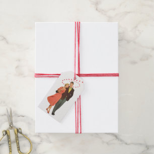 Étiquettes-cadeau Saint-Valentin vintage, cœurs flottants romantique