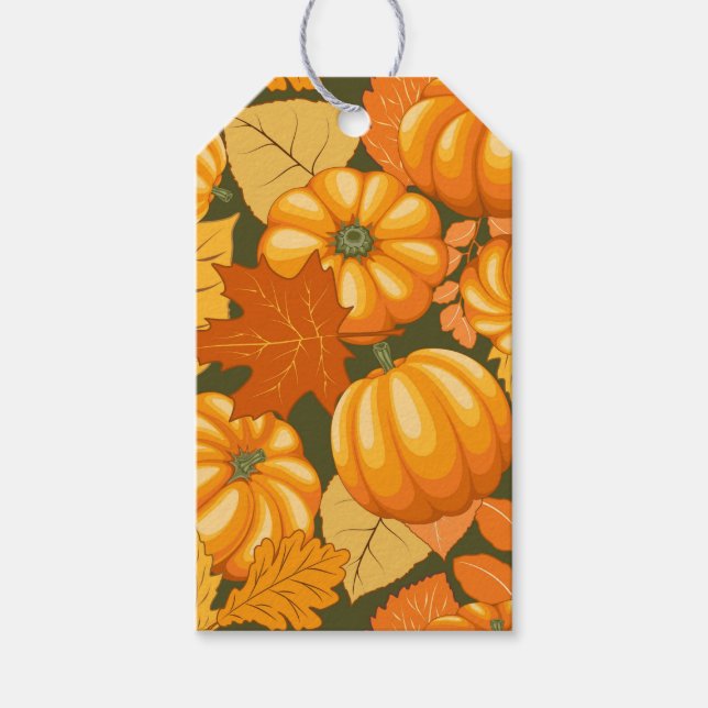 Étiquettes-cadeau Saison d'automne Halloween Citrouille Motif (Devant)