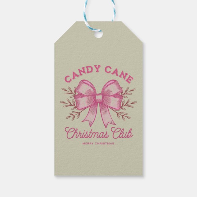 Étiquettes-cadeau Saison Noël du club de Noël rose Sucre de canne (Dos)