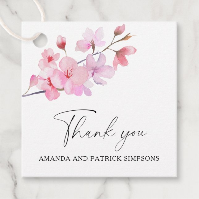 Étiquettes Cadeau Sakura - Merci Mariage (Devant)
