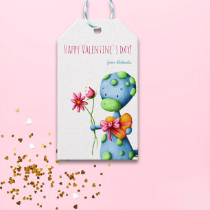Étiquettes-cadeau Salle de classe Cute Dinosaur Saint Valentin