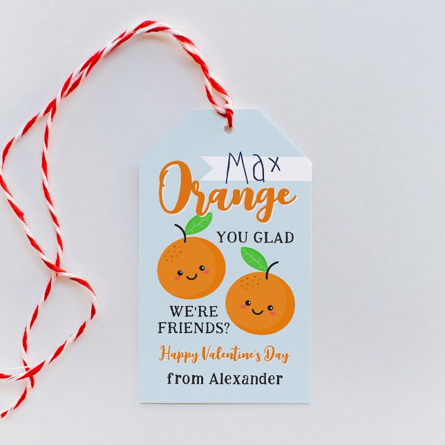 Étiquettes-cadeau Salle de classe Orange Cuties Saint-Valentin (Créateur téléchargé)