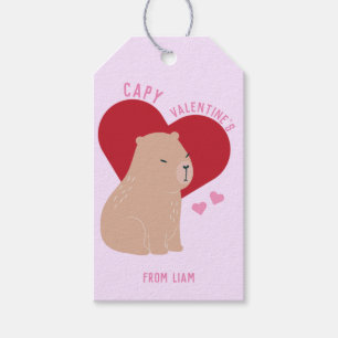 Étiquettes-cadeau Salle de classe Saint-Valentin Capybara