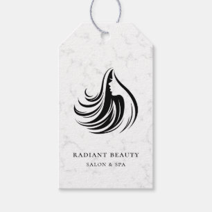 Étiquettes-cadeau Salon moderne des cheveux Logo Marbre gris Prix Ta