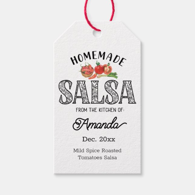 Étiquettes-cadeau Salsa maison de la cuisine du nom Jar (Devant)