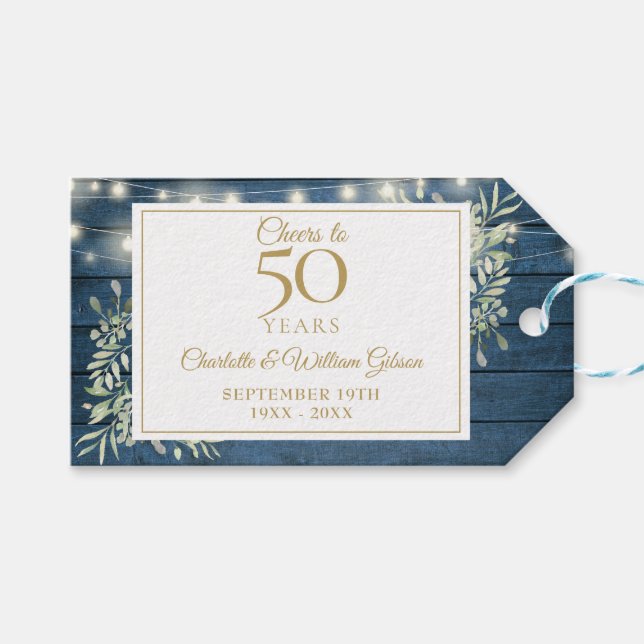 Étiquettes-cadeau Salue À 50 Ans De Verdure Rustique (Devant (Horizontal))