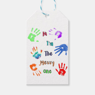 Étiquettes-cadeau Salut, je suis The Messy One - Paint Handprints