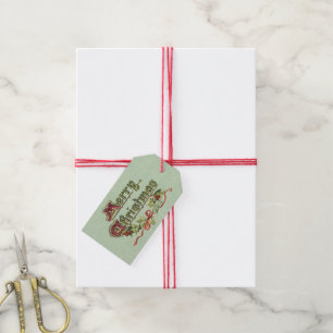 Étiquettes-cadeau Salutation de Noël Vintage avec Holly