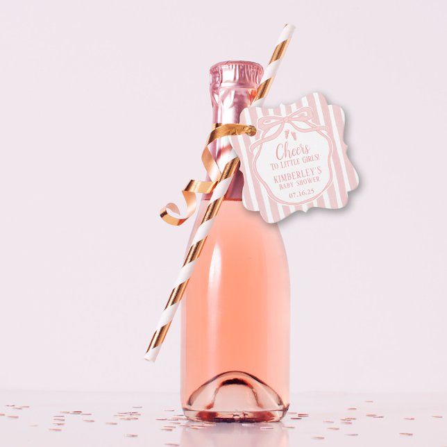 Étiquettes Cadeau Salutations aux petites filles Bow Rose Girl Champ (Créateur téléchargé)