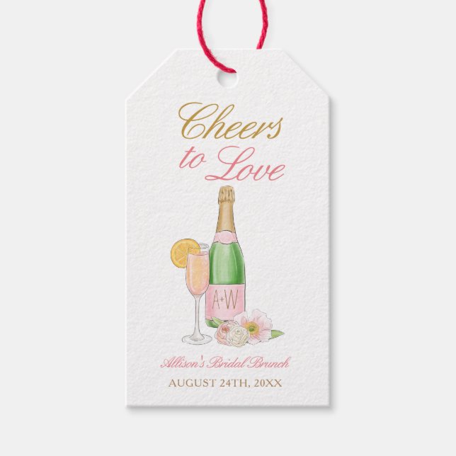 Étiquettes-cadeau Salutations pour aimer la Fête des mariées Champag (Devant)