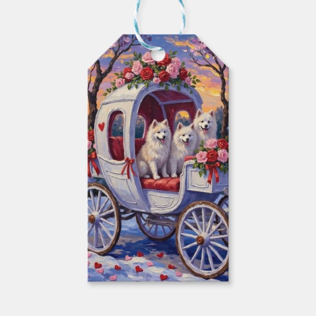 Étiquettes-cadeau Samoyed Dog Valentine's Day  (Devant)