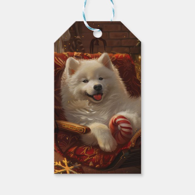 Étiquettes-cadeau Samoyède Chien Fête de Noël (Devant)