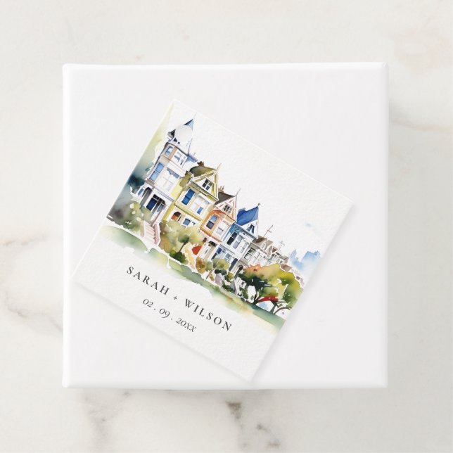 Étiquettes Cadeau San Francisco Painted Ladies Landscape Wedding (En situation)