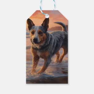 Étiquettes-cadeau Sandy Paws Bouvier Australien sur la Plage au Couc