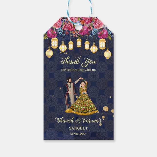 Étiquettes-cadeau Sangeet bienvenue panneau personnalisé dansant cou (Devant)