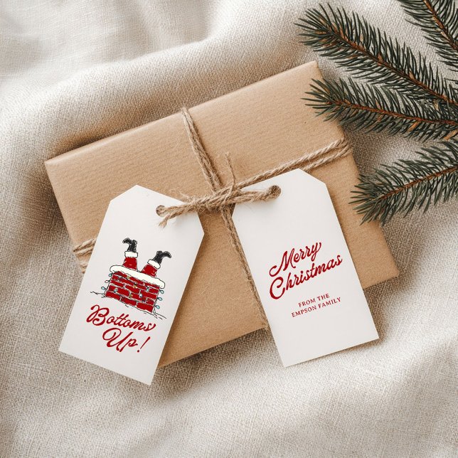 Étiquettes-cadeau Santa Bottoms Up Accent de wrapping de vacances am (Créateur téléchargé)