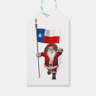 Étiquettes-cadeau Santa Claus Avec Drapeau Du Texas