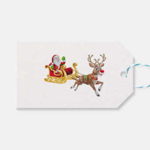 Étiquettes-cadeau Santa Claus en traîneau