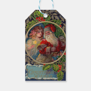 Étiquettes-cadeau Santa Claus et star angel 1912 