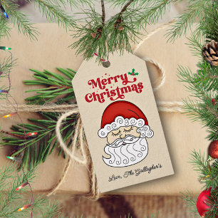 Étiquettes-cadeau Santa Claus Joyeux Noël Retro