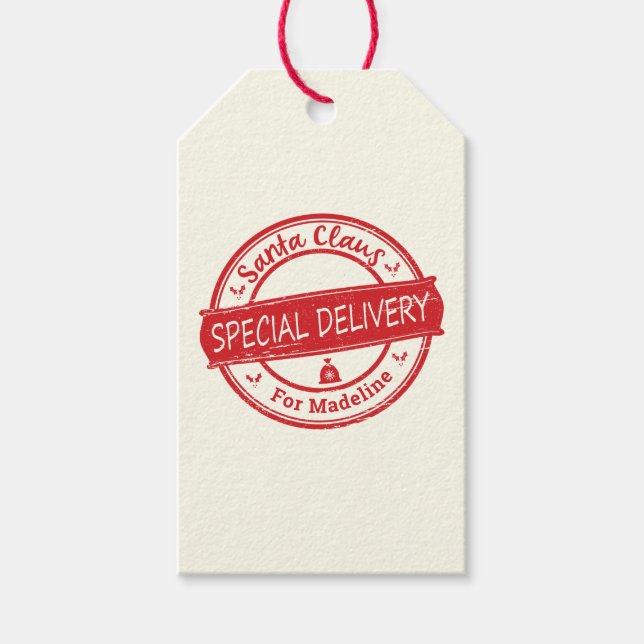 Étiquettes-cadeau Santa Claus Livraison spéciale Ajouter un nom (Devant)