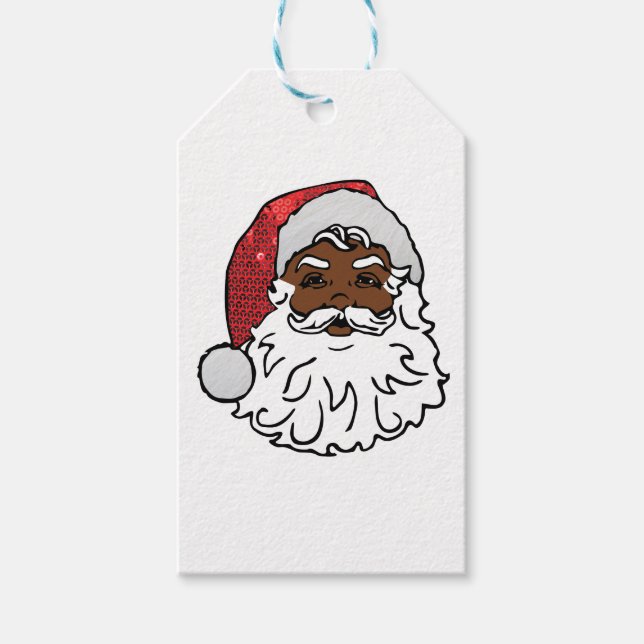 Étiquettes-cadeau santa claus noir (Devant)