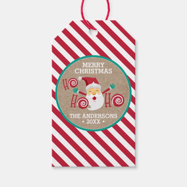 Étiquettes-cadeau Santa Claus Pepperment Noël personnalisé (Devant)