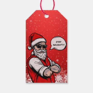 Étiquettes-cadeau Santa Claus Restez coquin Noël drôle