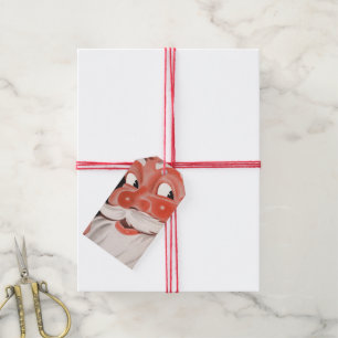 Étiquettes-cadeau Santa Claus vintage avec cordon de rappel sur doig