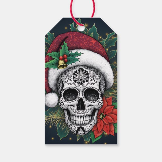 Étiquettes-cadeau Santa Sugar Skull (Devant)