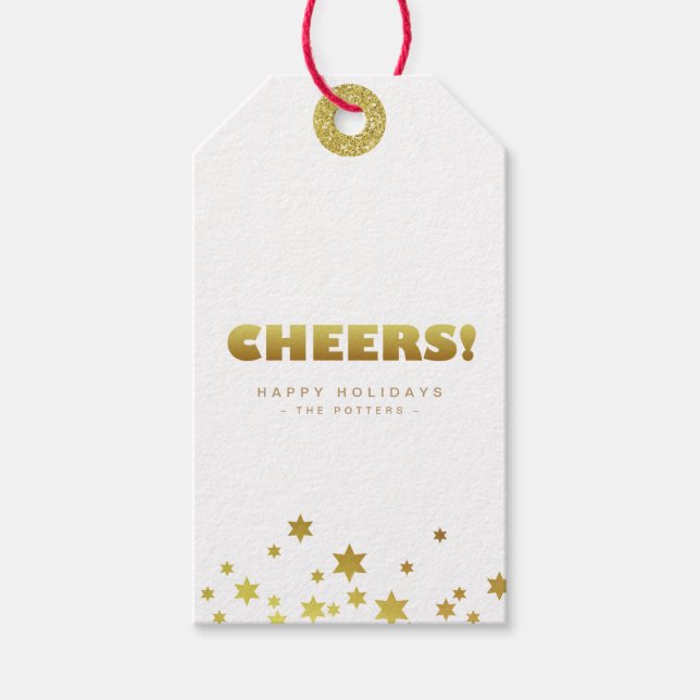 Étiquettes-cadeau Santé | Fun Christmas White & Gold Mini (Devant)