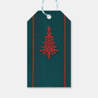 Étiquettes-cadeau Sapins de Noël en cristal sarcelle et rouge