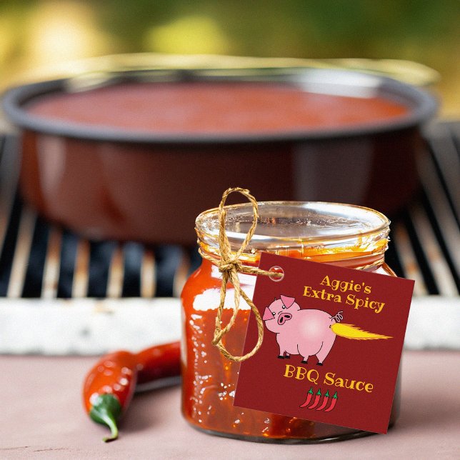 Étiquettes Cadeau Sauce barbecue épicée au feu de porc (Créateur téléchargé)