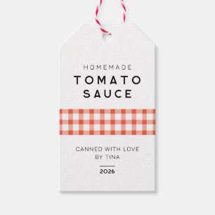 Étiquettes-cadeau Sauce tomate maison moderne au design à damiers