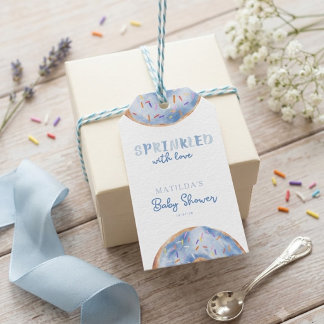 Étiquettes-cadeau Saupoudré d'amour douche de bébé donut