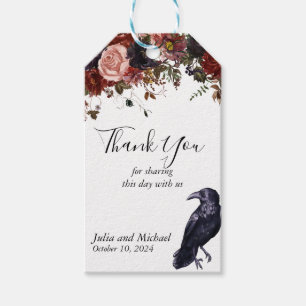 Étiquettes-cadeau Sauver la date Halloween Automne Mariage Corbeau