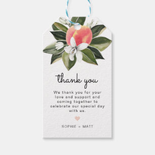 Étiquettes-cadeau Savannah - Aquarelle Peach White Floral Tags cadea