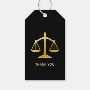 Étiquettes-cadeau Scales d'or du droit de la justice Thème Merci