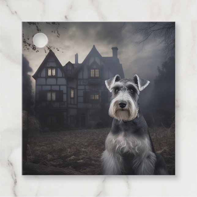 Étiquettes Cadeau Scandale d'Halloween Schnauzer Miniature (Devant)