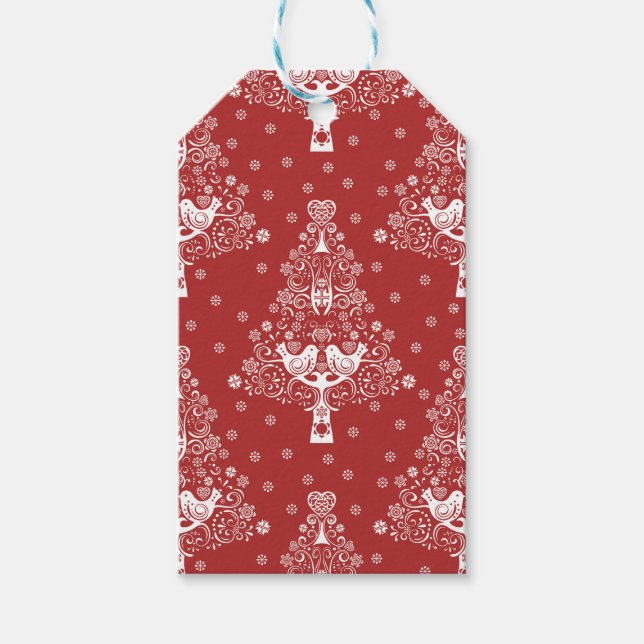 Étiquettes-cadeau Scandinave nordique Arbre de Noël Magie (Devant)