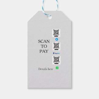 Étiquettes-cadeau scanner pour payer les détails du code QR venmo ca