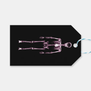 Étiquettes-cadeau Scène de ville rose X-Ray Skeleton